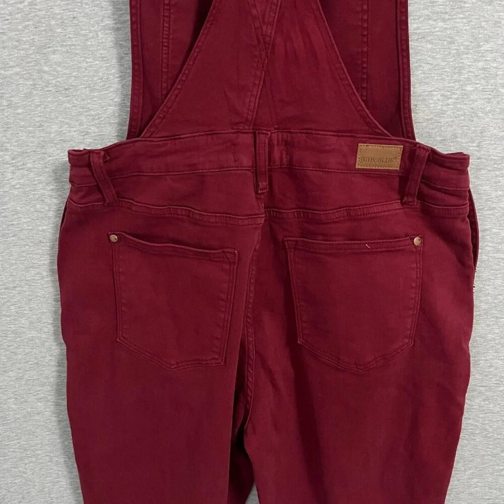 Judy Blue High Waist Bib Overalls Jeans Womens Extra Large Red‎ Boyfriend Cuff